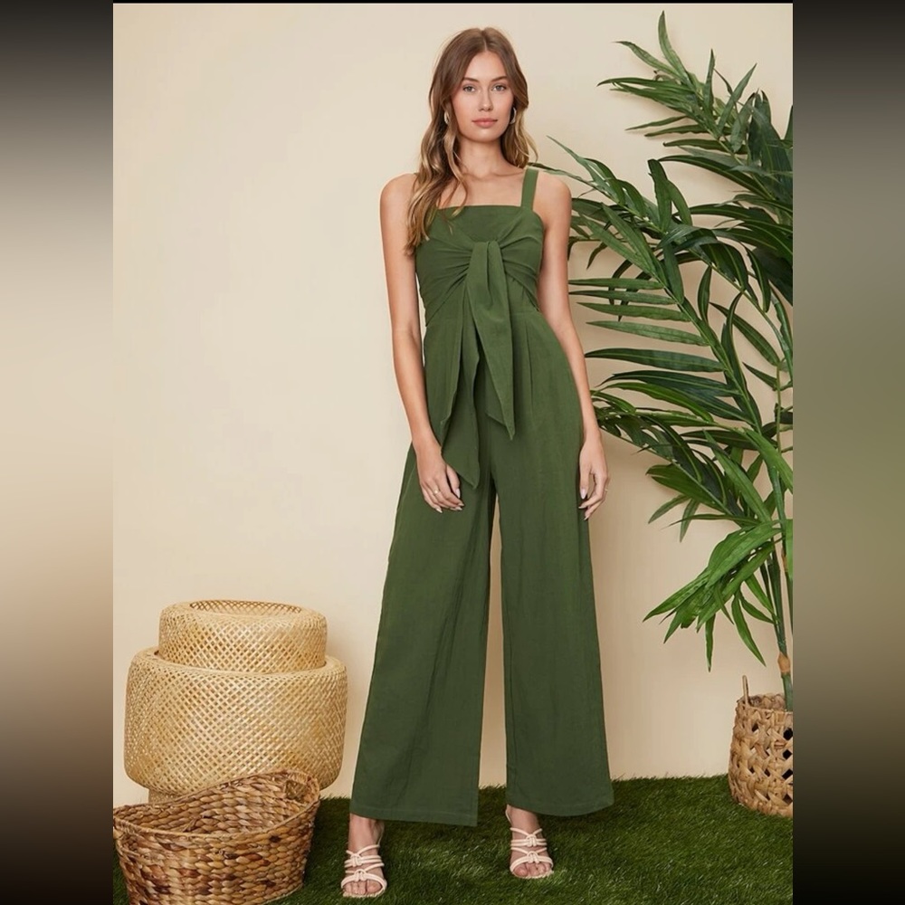Tie Front Zip Back Jumpsuit